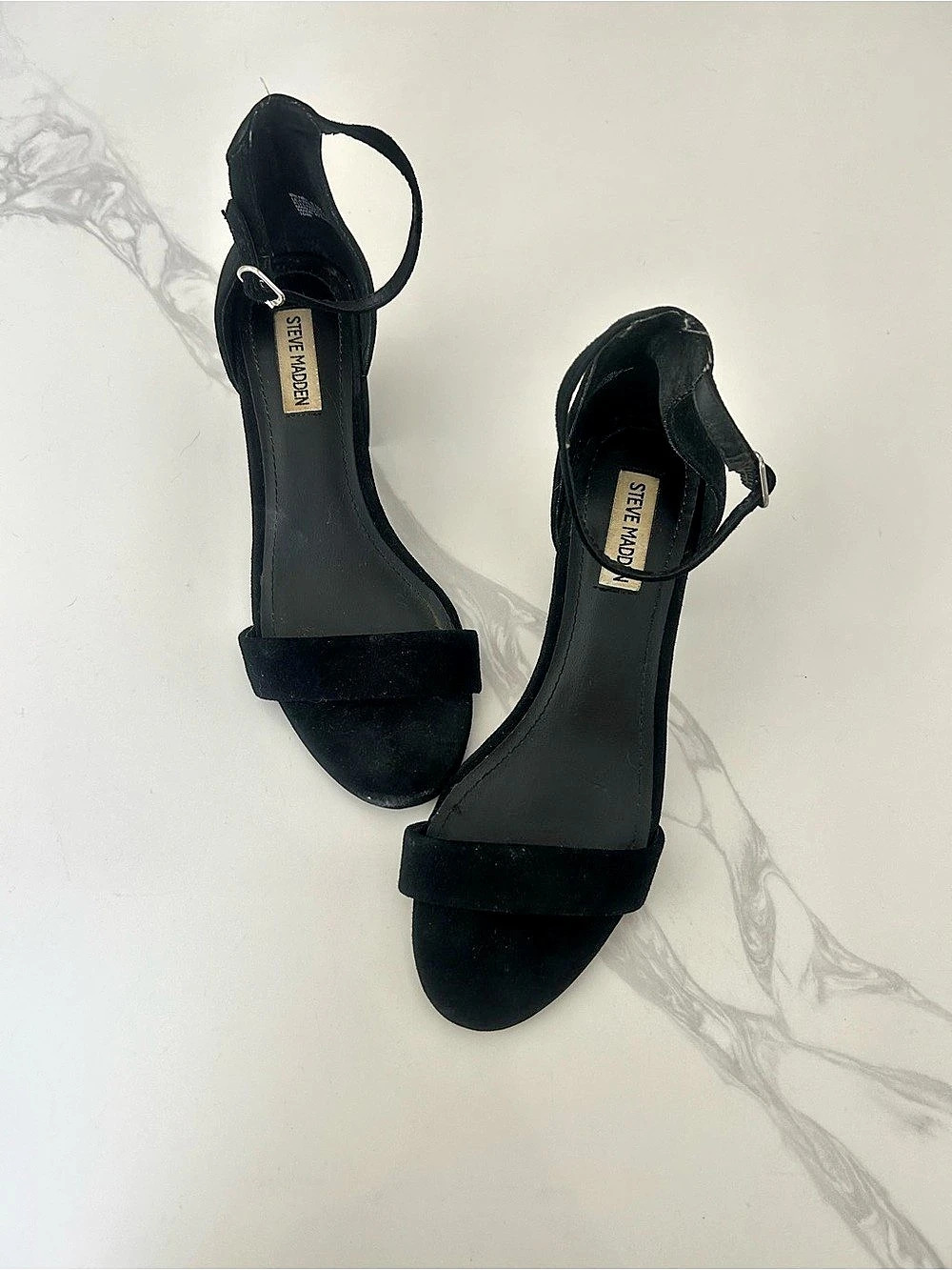 Steve Madden Irenee Black Suede Block Heel Sandal